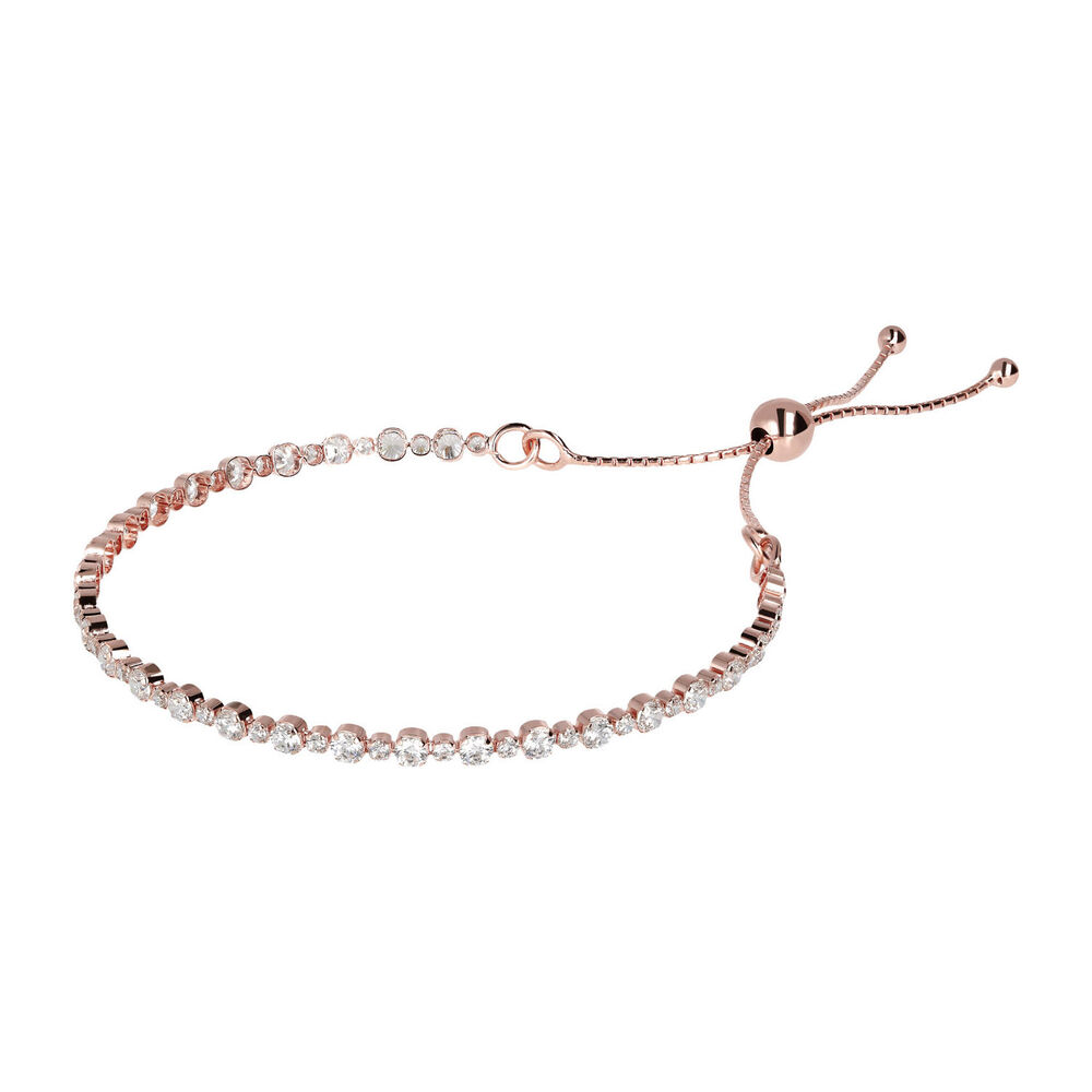 Bronzallure 18ct Rose Gold-Plated Cubic Zirconia Tennis Slider Bracelet