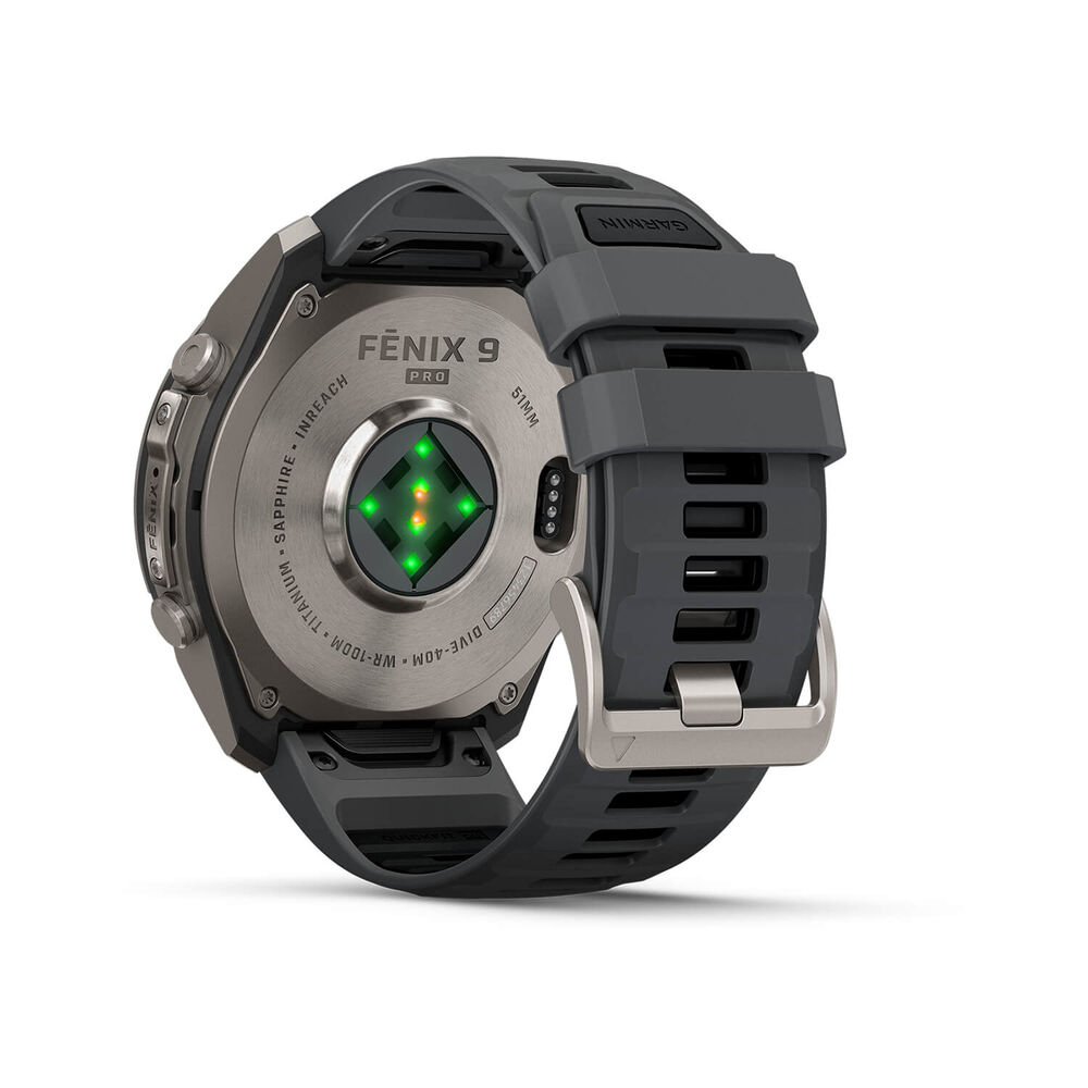 Garmin fenix 9 Pro 51mm Titanium Graphite/Black Silicone Strap Watch