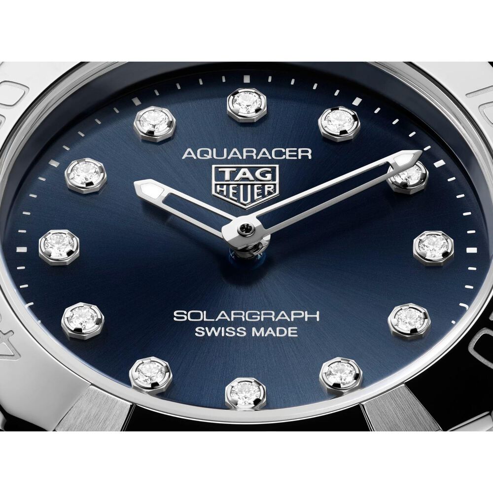 TAG Heuer Aquaracer Professional Solargraph 100 28mm Blue Dial Diamonds Steel Bracelet Watch
