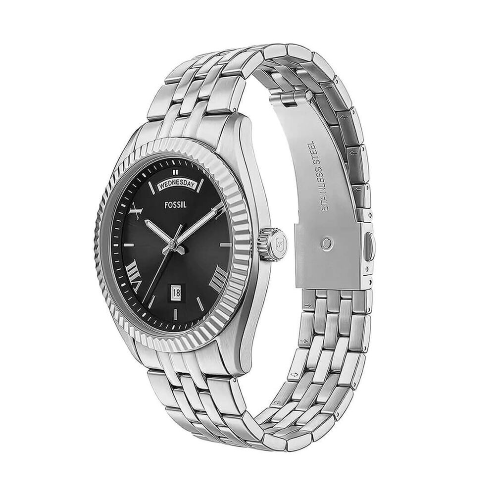 Fossil Campbell 42mm Black Dial Stainless Steel Bracelet Watch image number 1