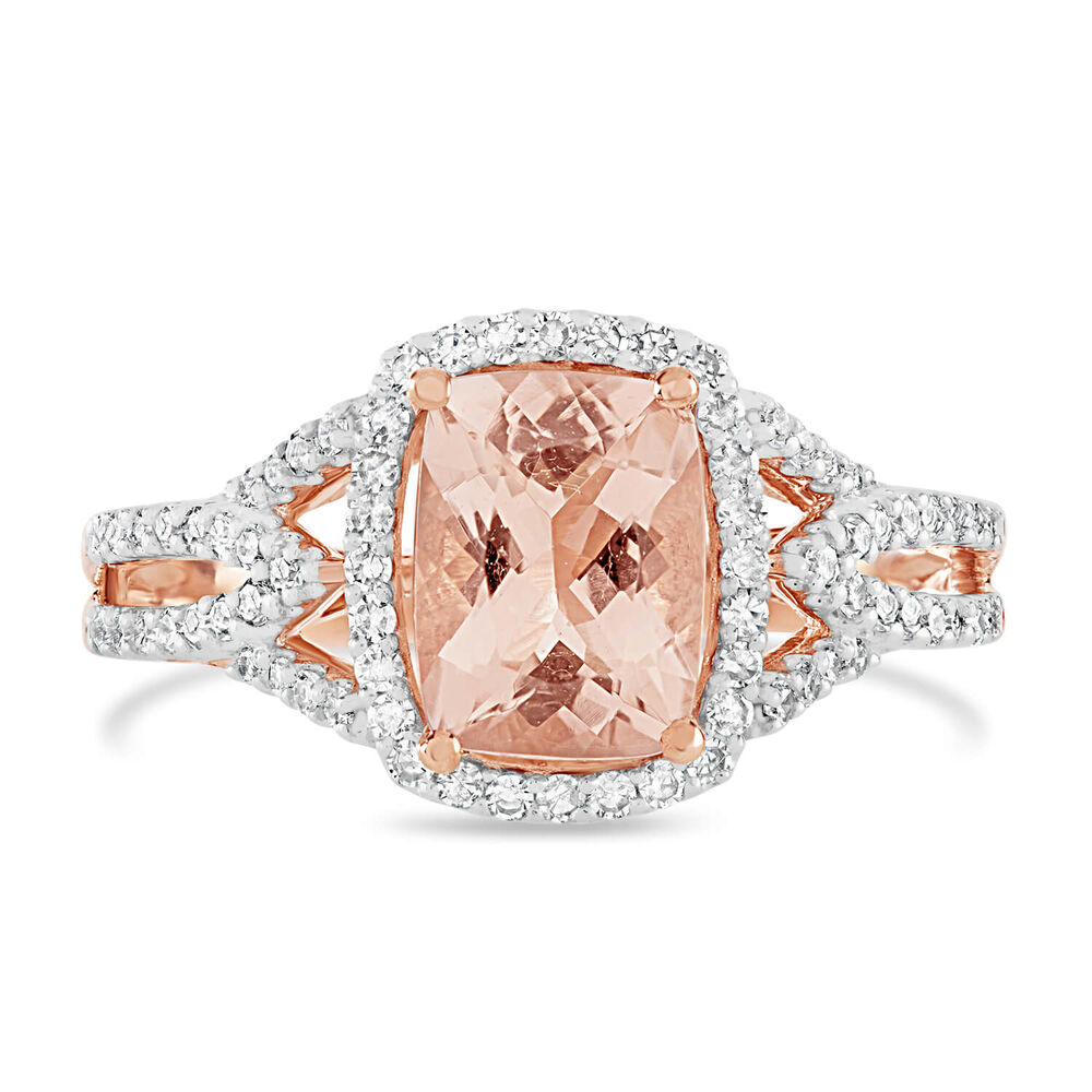 9ct Rose Gold 0.25ct Diamond Shoulders and Morganite Ring