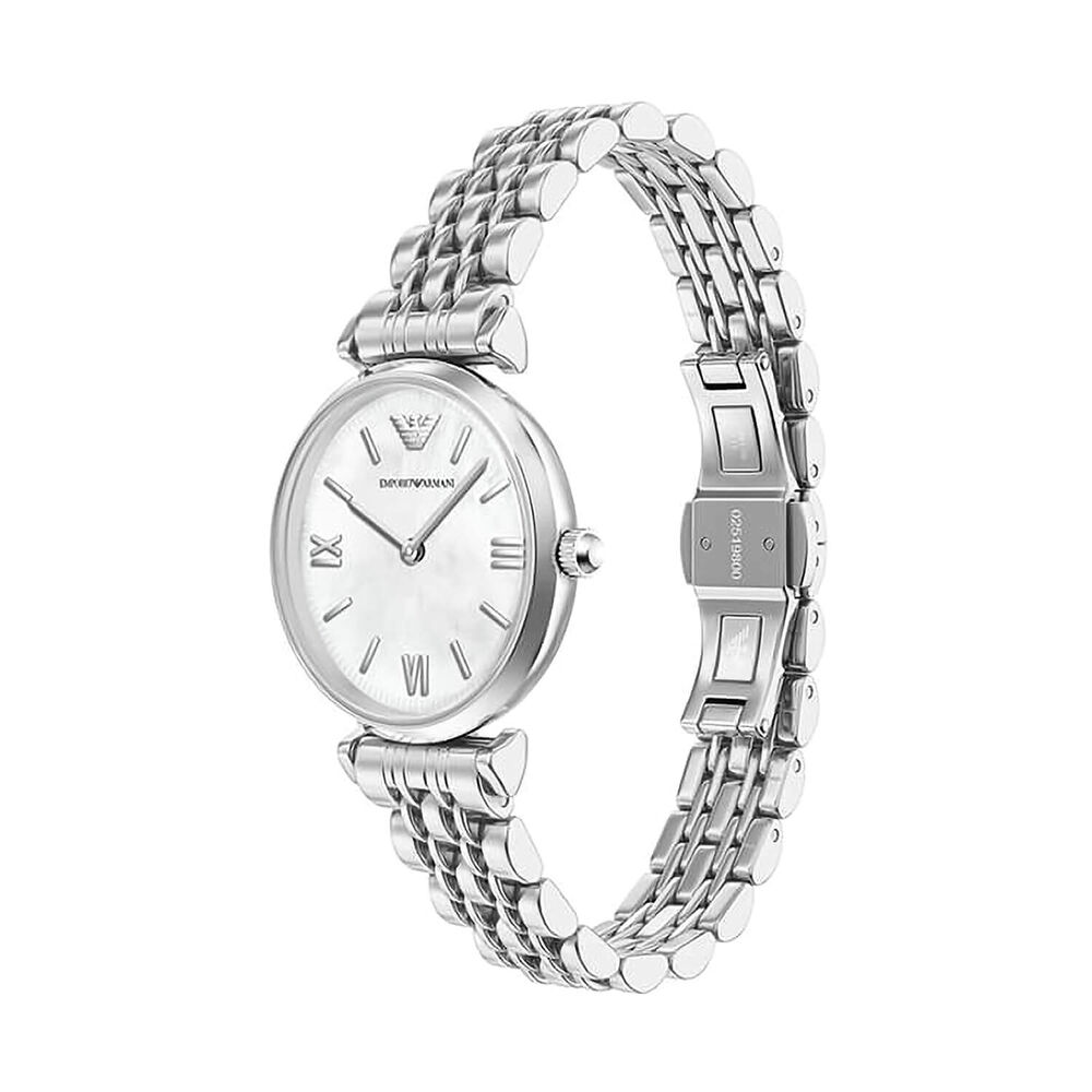 Emporio Armani Gianni T-Bar 28mm Mother of Pearl Dial Stainless Steel Bracelet Watch