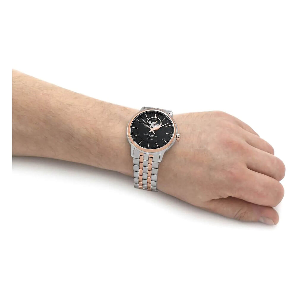 Raymond Weil Maestro 40mm Automatic Black Dial Steel & Rose Gold PVD Case Bracelet Watch image number 2