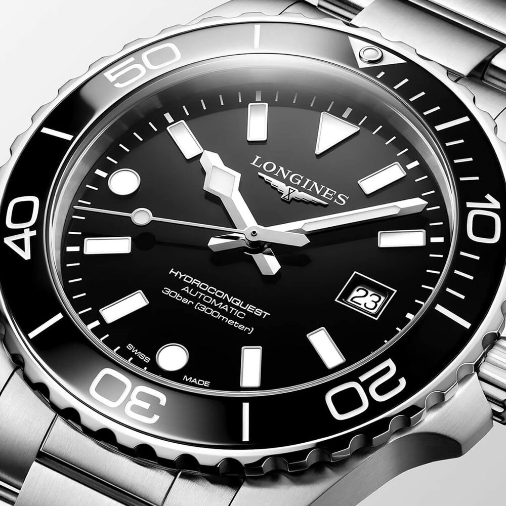 Longines HydroConquest 42mm Black Dial & Bezel Steel Bracelet Watch
