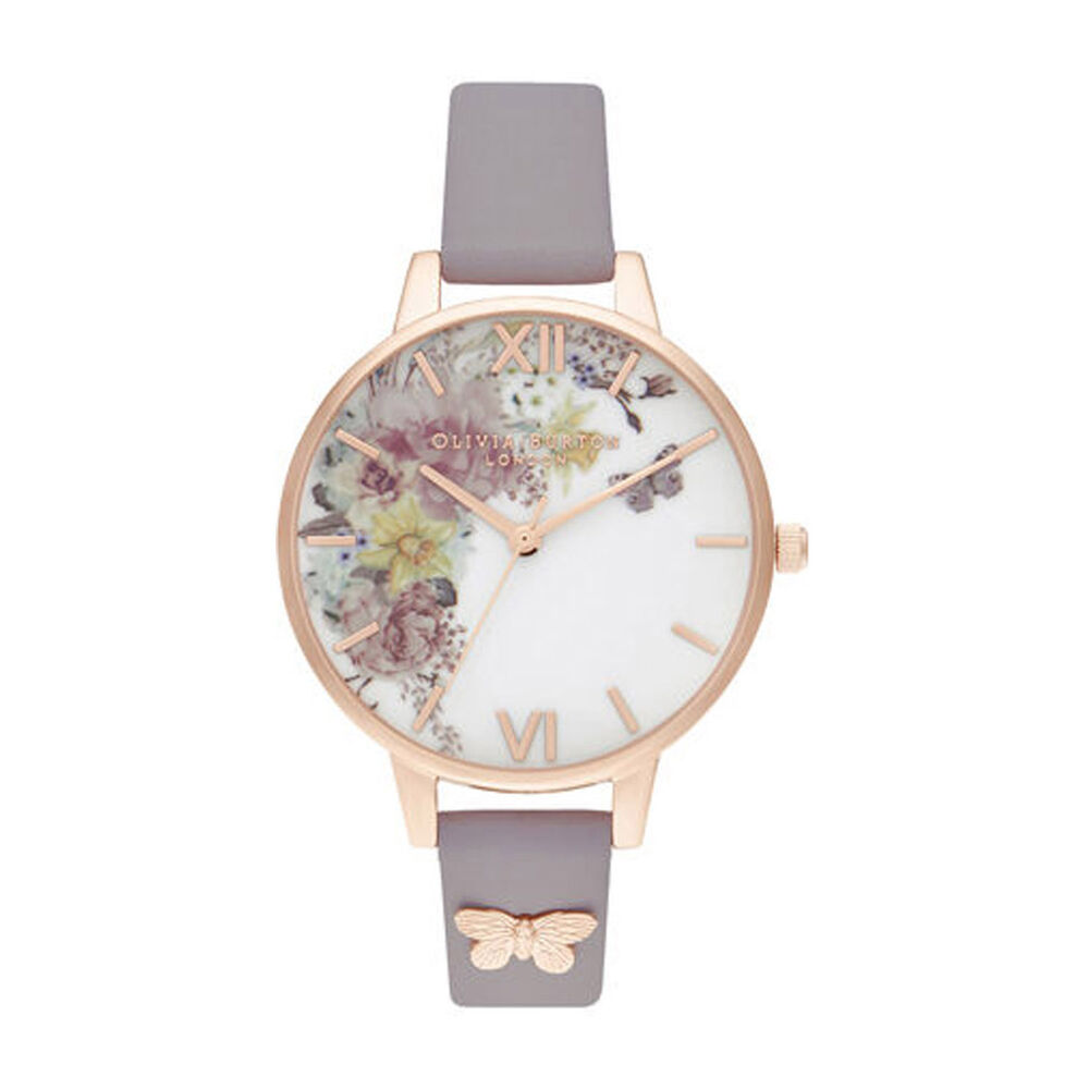 Olivia Burton Enchanted Garden Rose Gold-Toned & Grey Lilac Ladies' Watch image number 0