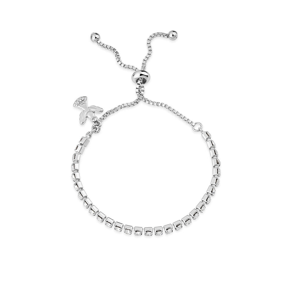 Silver Plated Crystal Angel Charm Tennis Bracelet image number 0