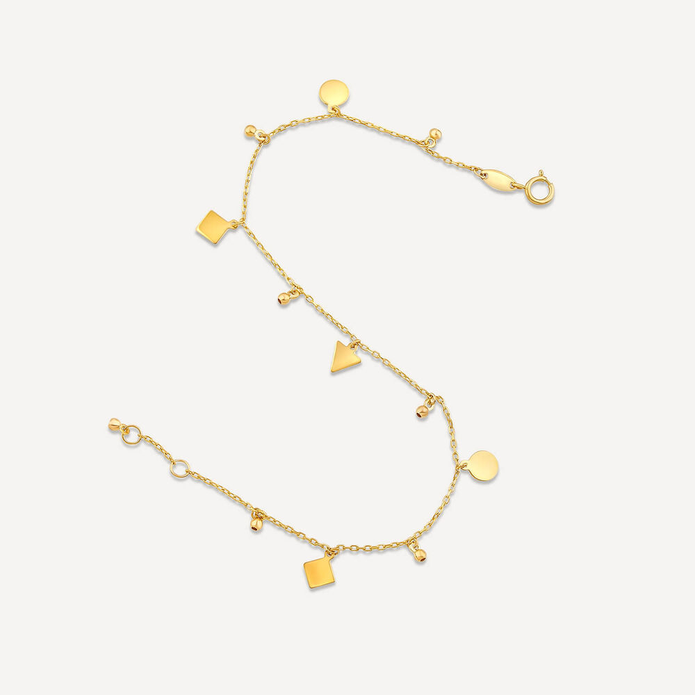 9ct Yellow Gold Polished Mixed Shapes Pendants Chain Bracelet image number 3