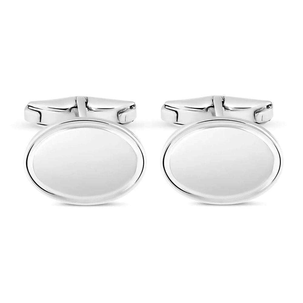 Sterling Silver Oval Plain Cufflinks