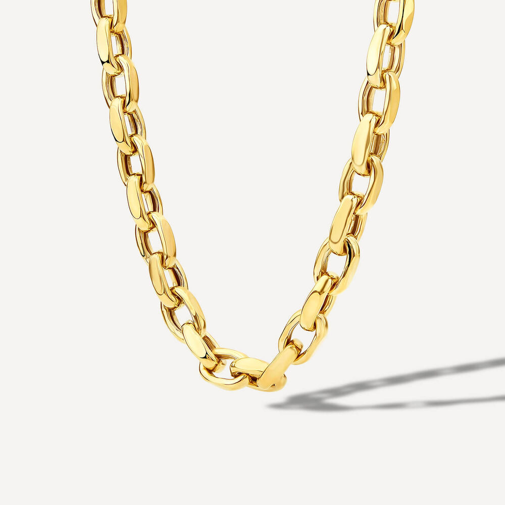 9ct Yellow Gold Diamond Cut Belcher Link Necklet image number 1