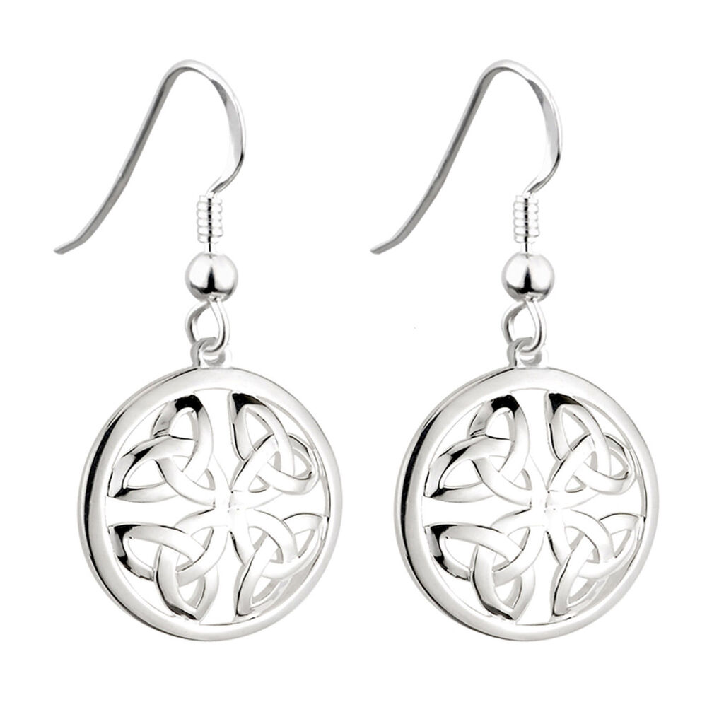 Solvar Sterling Silver Trinity Knot Circle Earrings image number 0