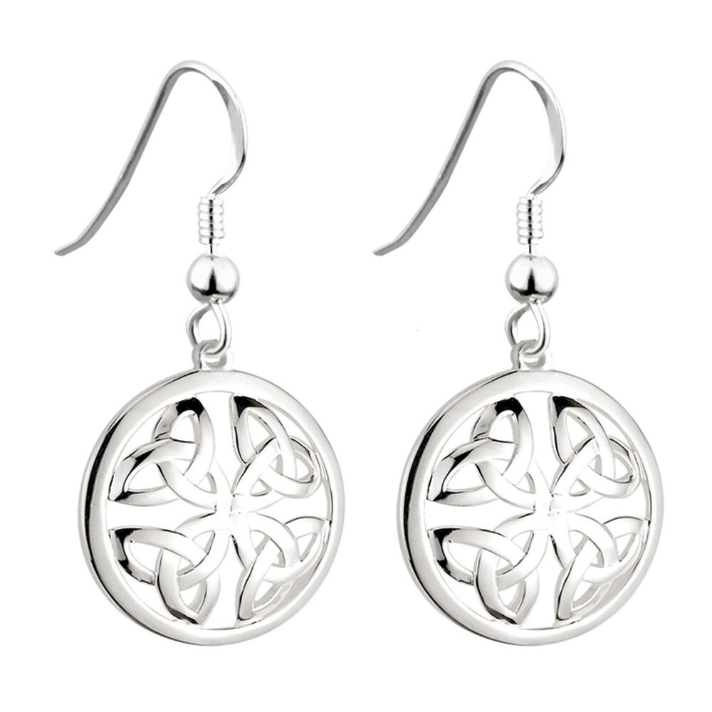 Solvar Sterling Silver Trinity Knot Circle Earrings