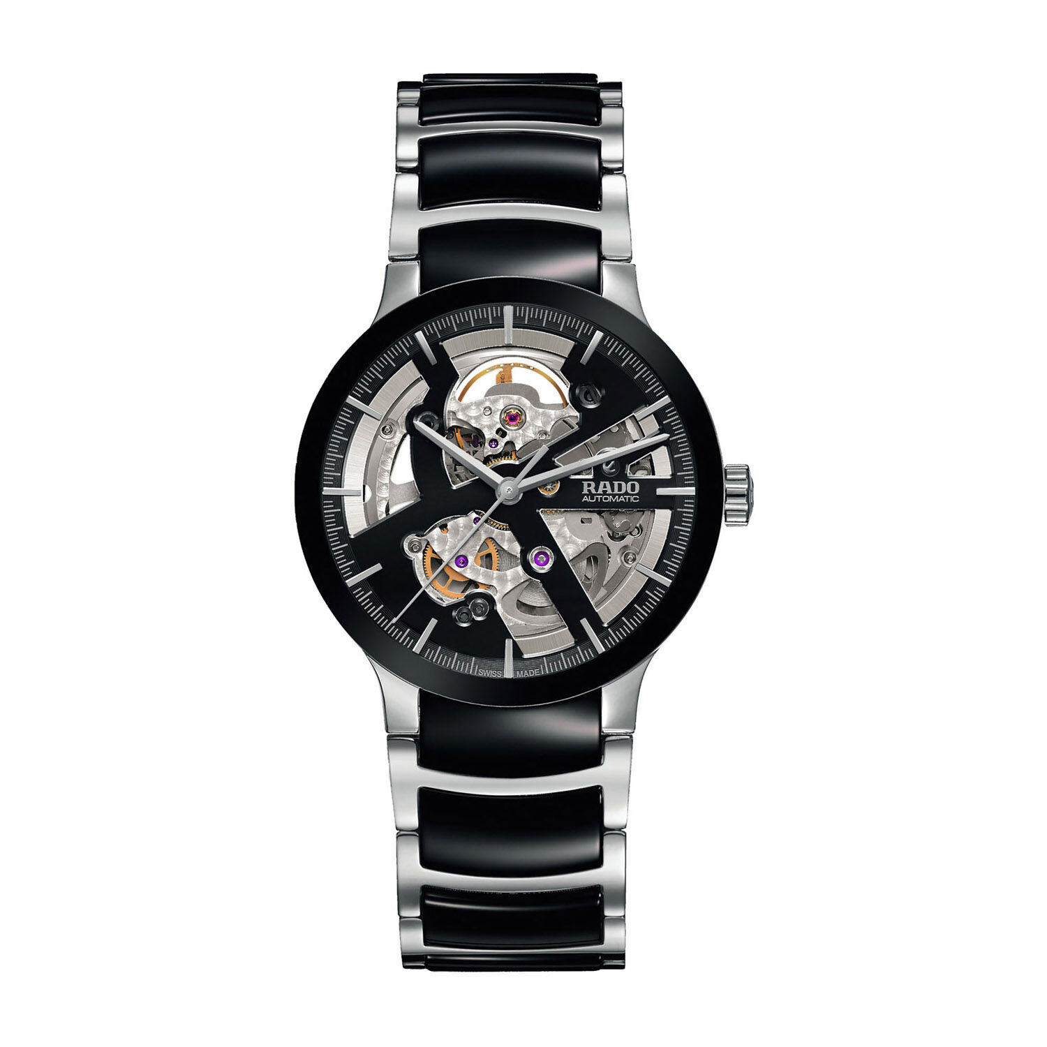Rado Centrix Automatic Skeleton Black Ceramic Steel Watch