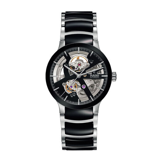 Rado Centrix Automatic Skeleton Men's Black Ceramic and Stainless Steel Watch