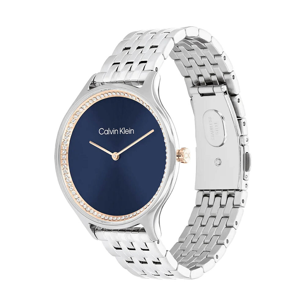 Calvin Klein Timeless 38mm Blue Dial Crystal Bezel Steel Bracelet Watch image number 1