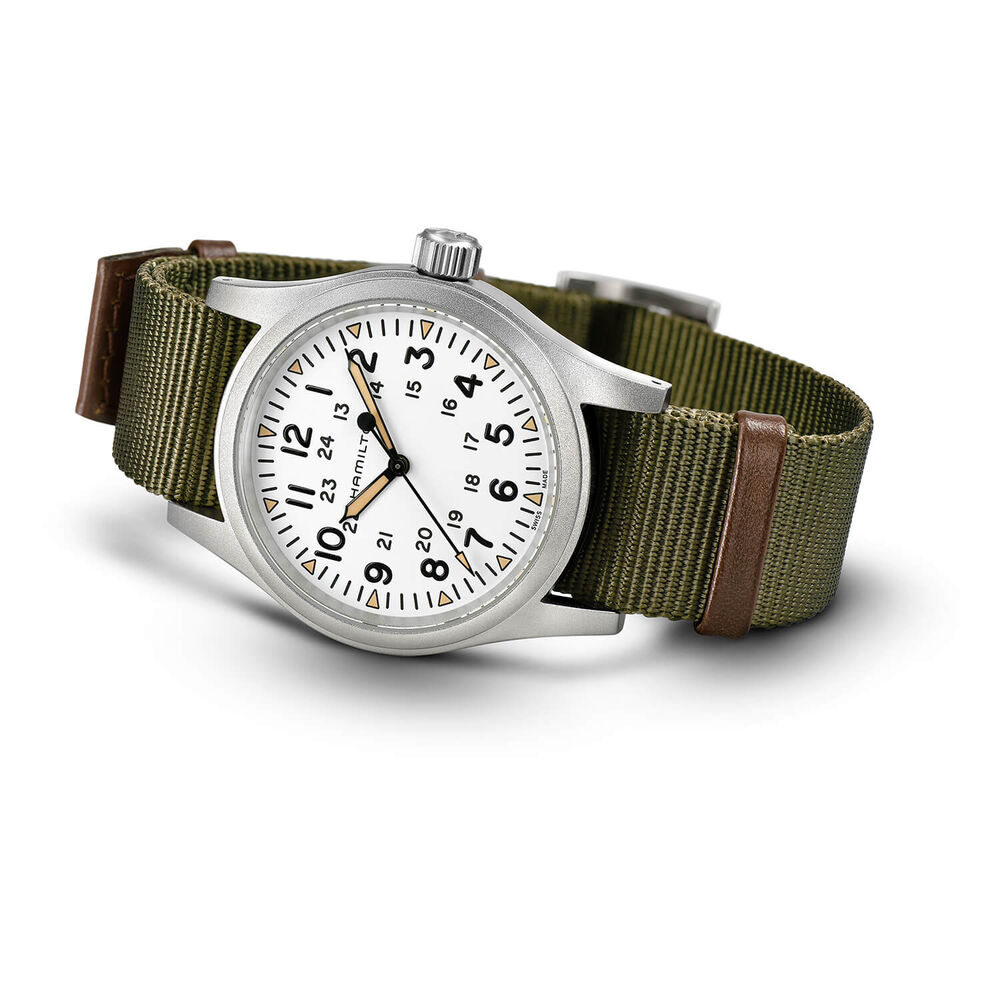 Hamilton Khaki Field Mechanical 38mm White Steel Case Textile Watch image number 2