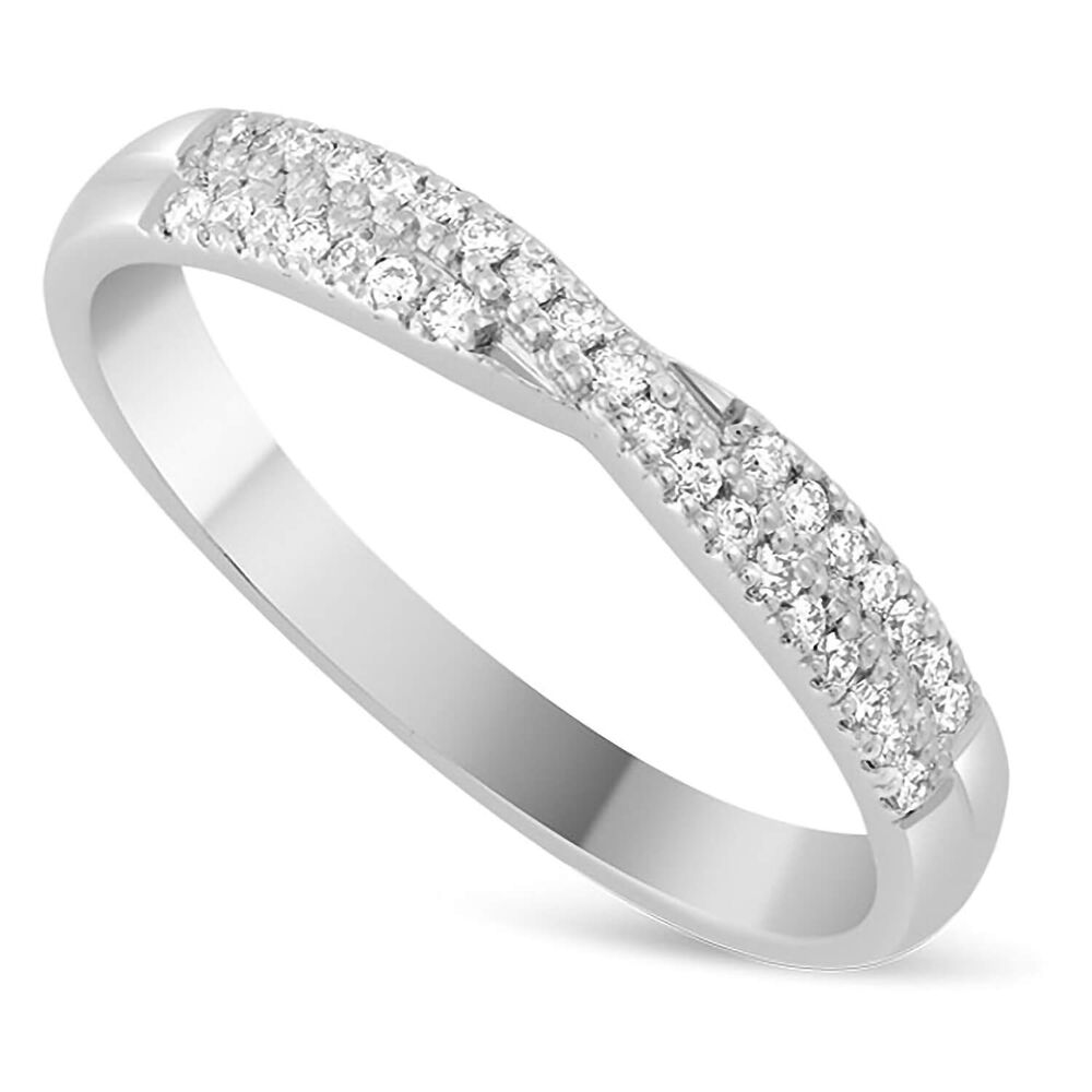 Ladies' 18ct White Gold 0.17 Carat Diamond Crossover Shaped Wedding Ring image number 0