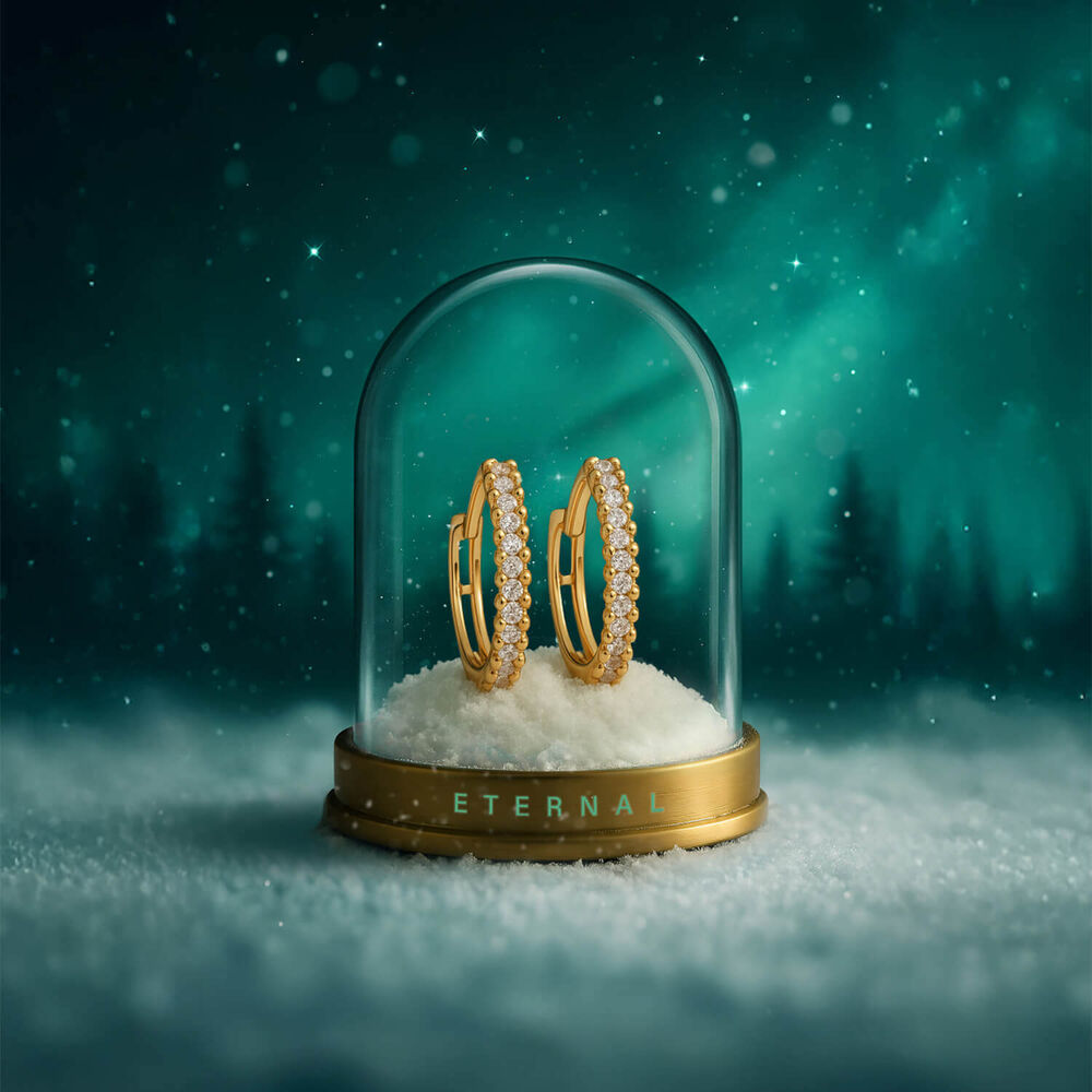 9ct Yellow Gold Cubic Zirconia Trend Hoop Earrings image number 3