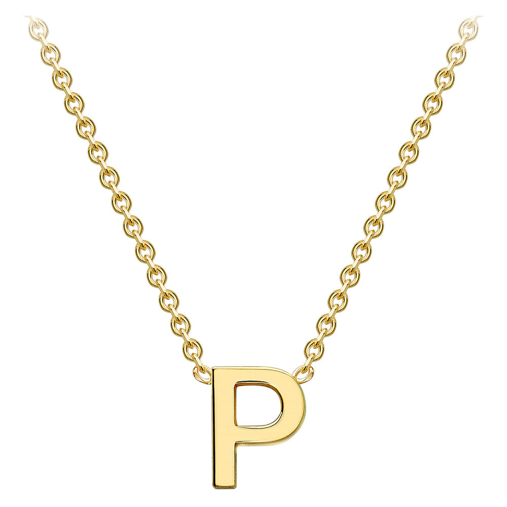 9 Carat Yellow Gold Petite Initial P Necklet (Special Order)