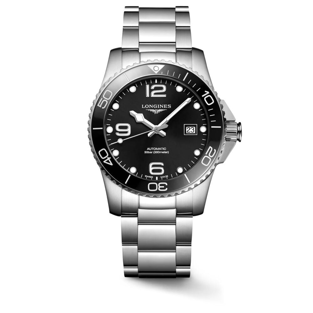 Longines Hydroconquest 41mm Black Dial Ceramic Bezel Steel  Case Watch