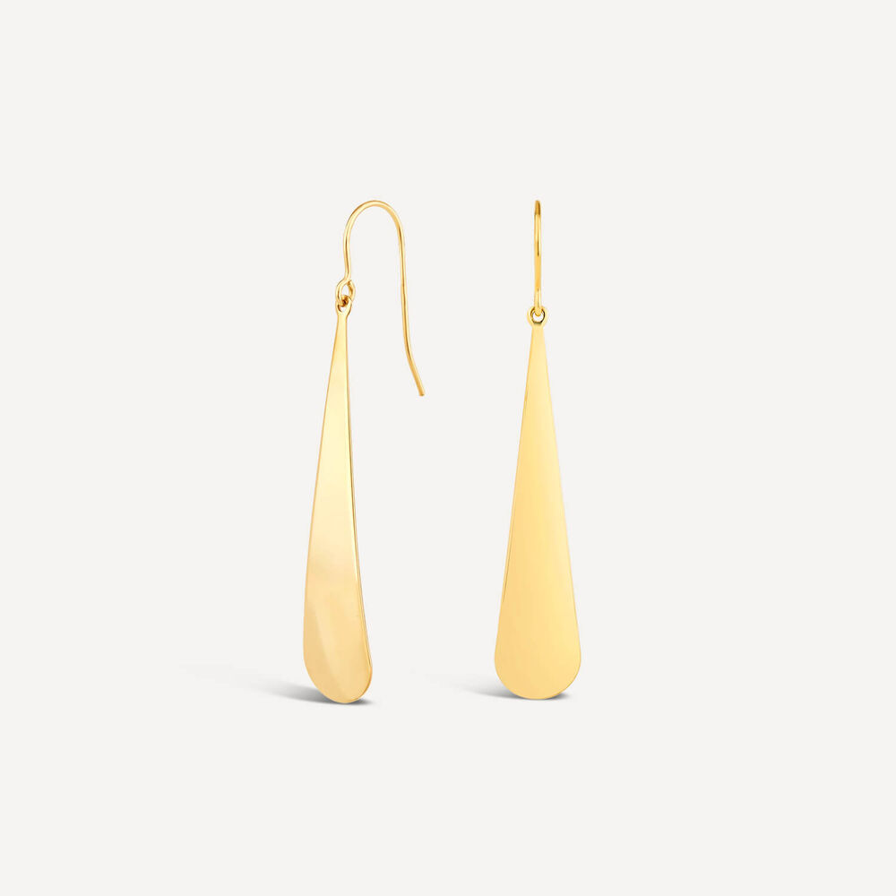 9ct Yellow Gold Polished Oval Long Teardrop Earrings image number 1