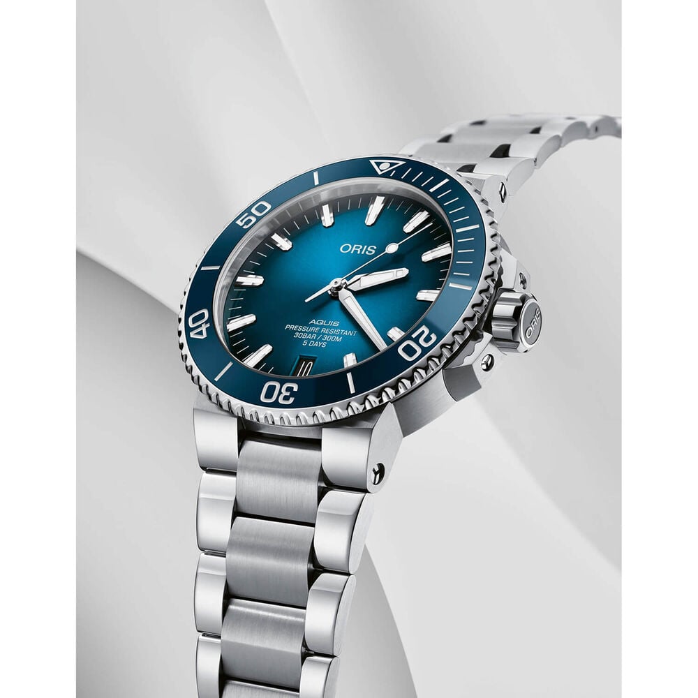 Oris Aquis 43.5mm Calibre 400 Blue Bezel Steel Bracelet Watch