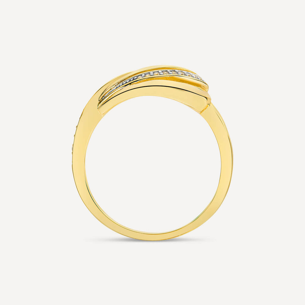 9ct Yellow Gold 4 Strand Cubic Zirconia Set Curve Ring image number 3