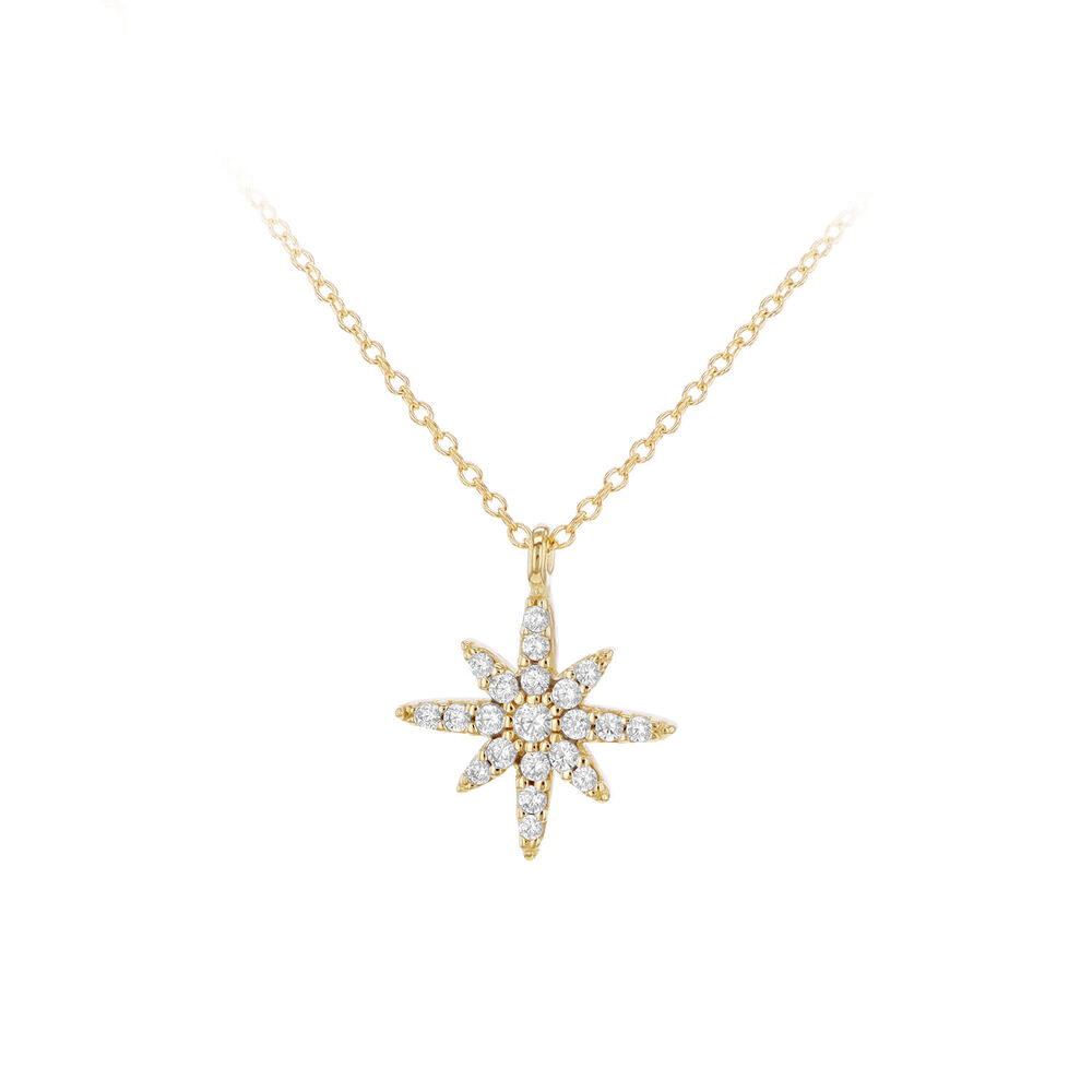 9ct Yellow Gold Northern Star Cubic Zirconia Set Pendant image number 0