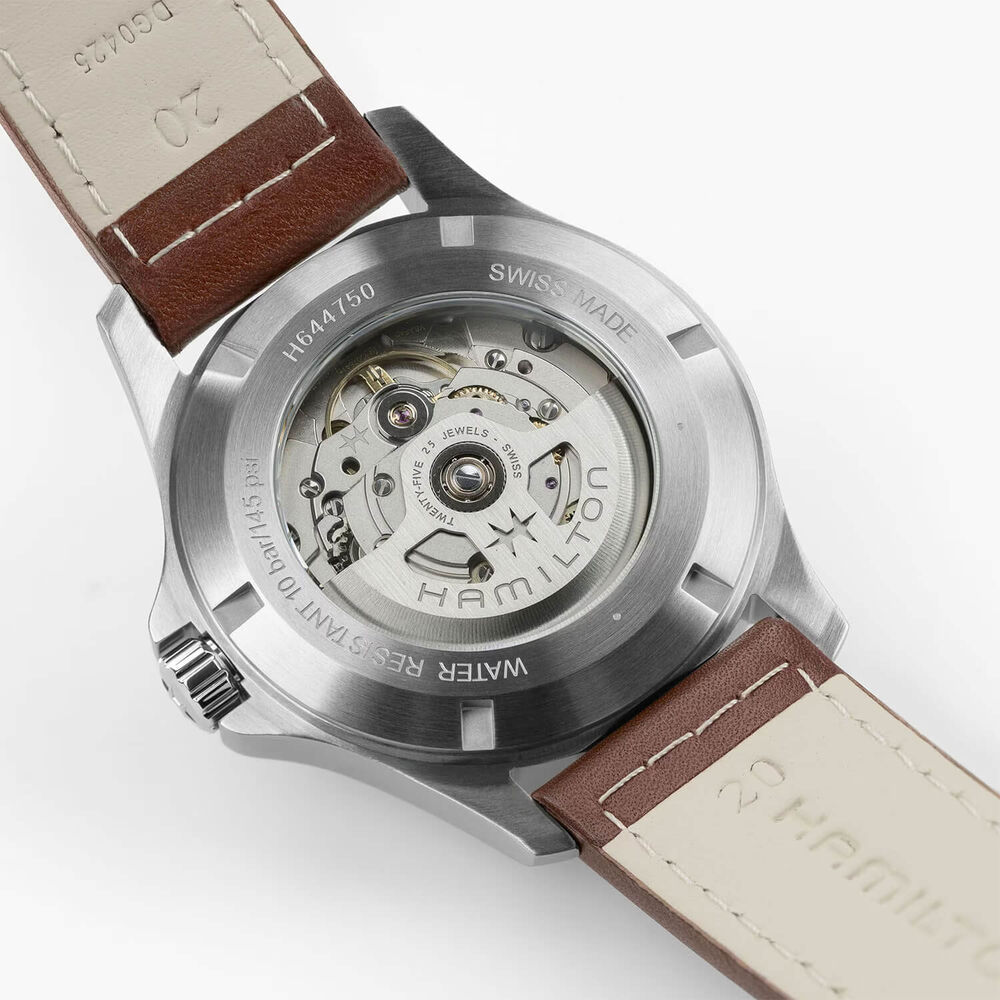 Hamilton Khaki Field King Day-Date 40mm Blue Dial Brown Leather Strap Watch