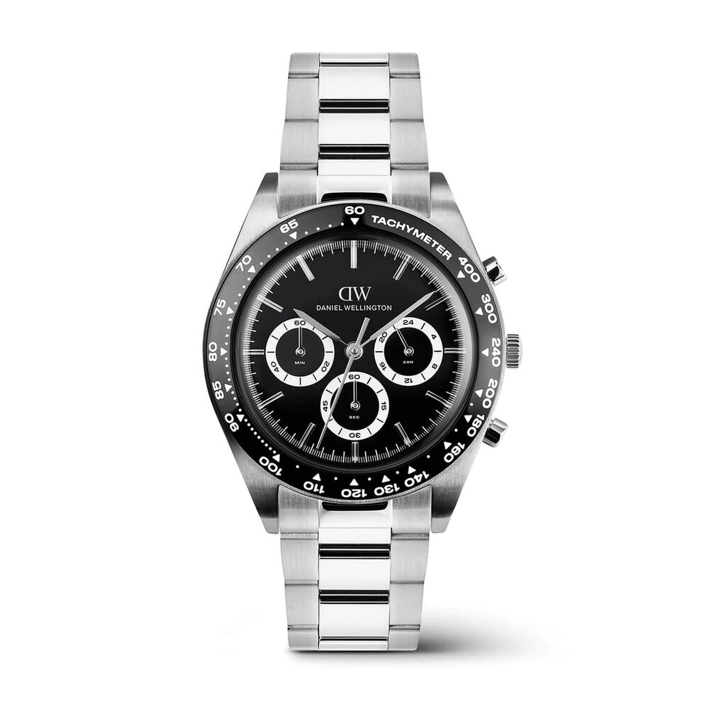 Daniel Wellington Iconic Tachymeter 42mm Black Dial Stainless Steel Bracelet Watch