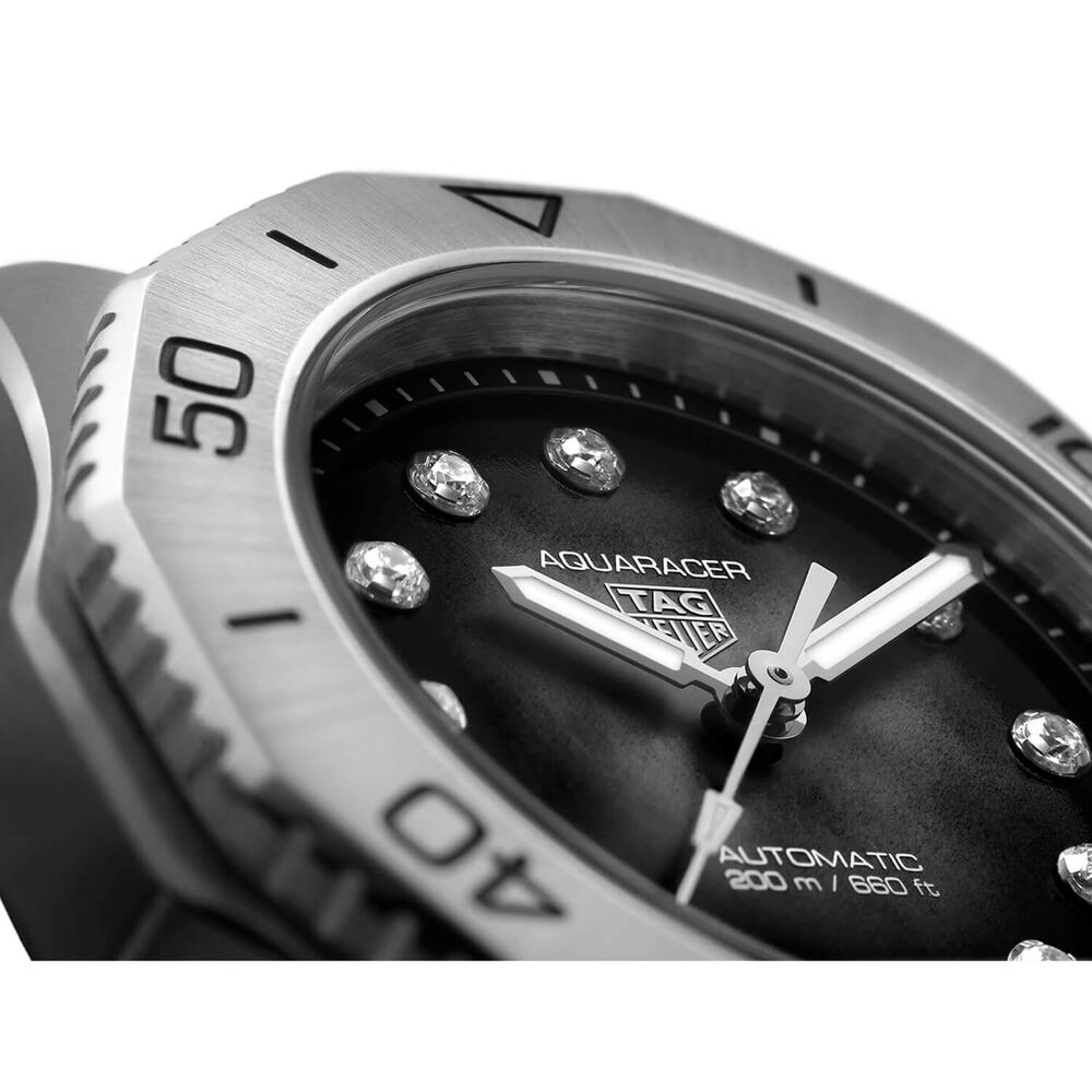 TAG Heuer Aquaracer Professional 200 Automatic 30mm Black Diamond Dot Smokey Dial Bracelet Watch image number 6
