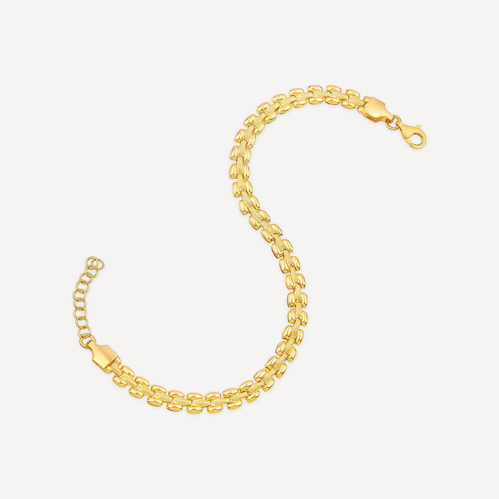 Yellow Gold Plated Sterling Silver Brick Link Bracelet image number 3