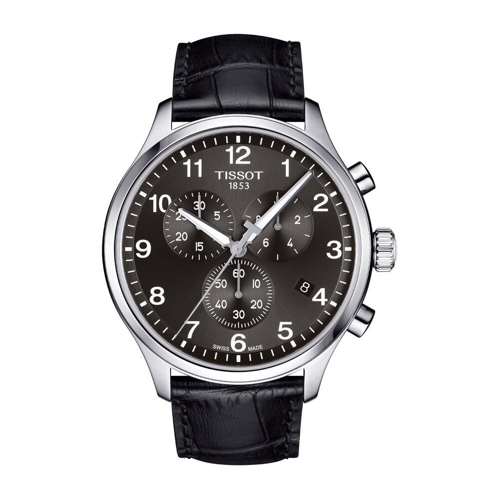 Pre-Owned Tissot Chrono XL 45mm Black Dial Leather Strap Watch