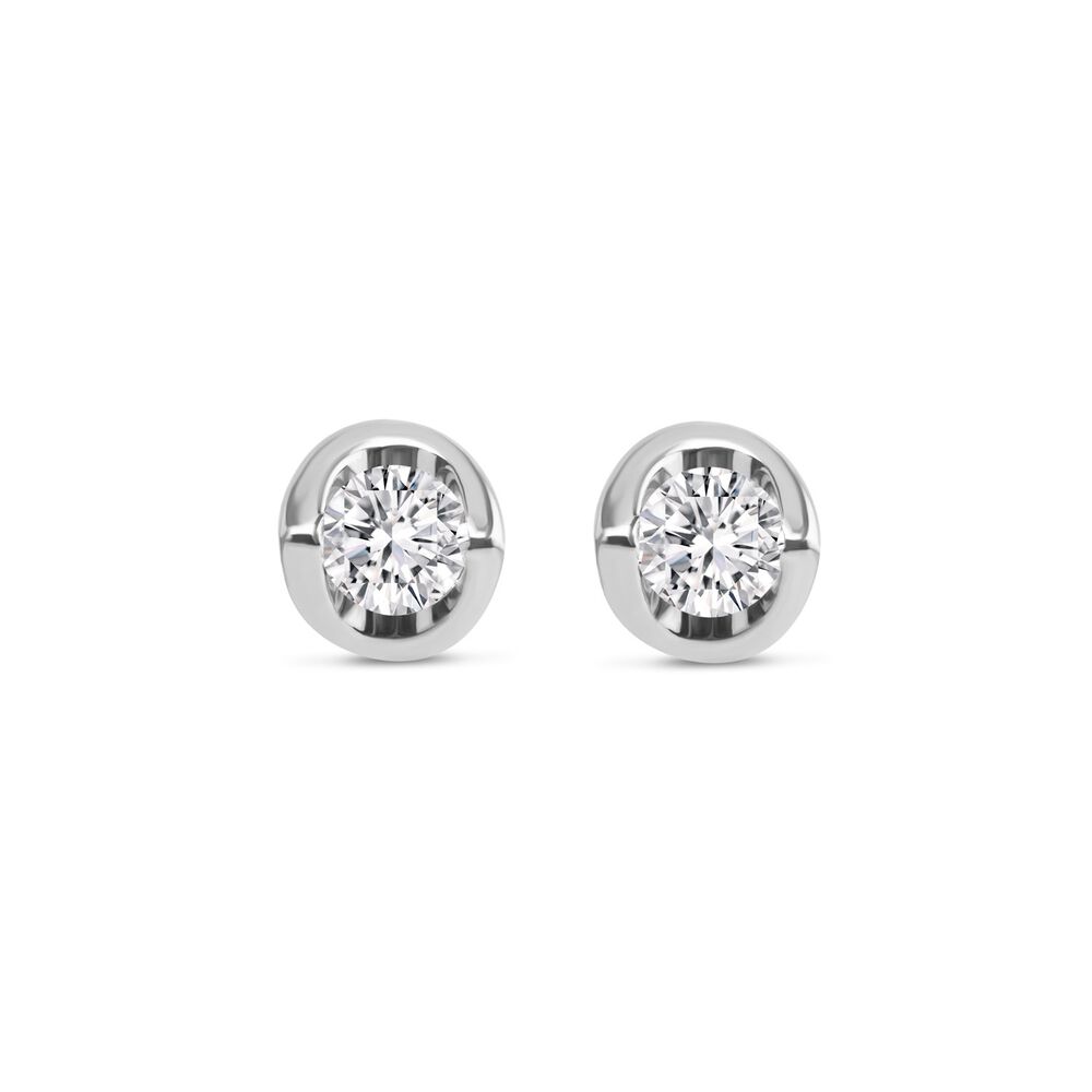 9ct White Gold 0.15ct Diamond Mirror Setting Stud Earrings