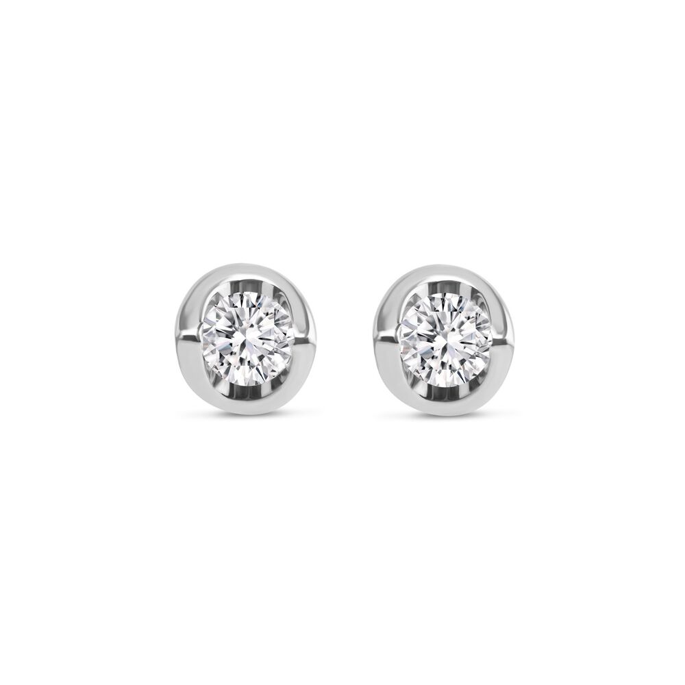 9ct White Gold 0.15ct Diamond Mirror Setting Stud Earrings