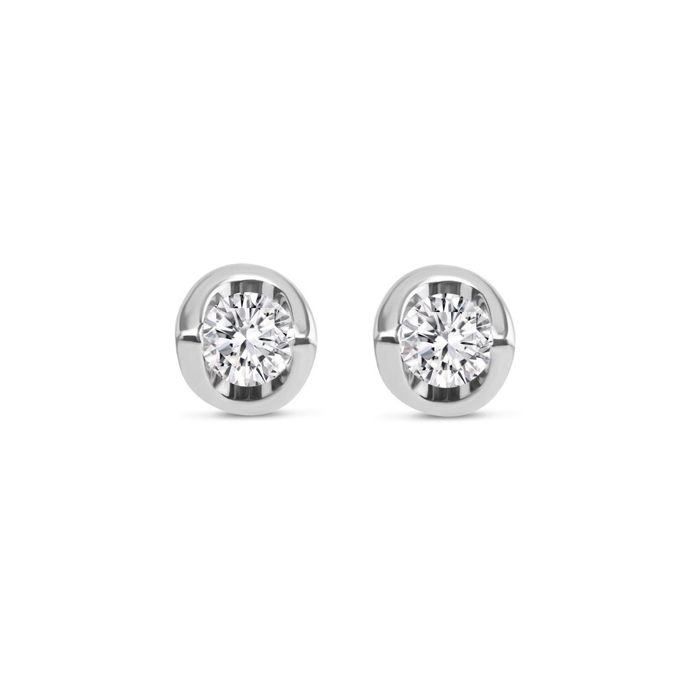 9ct White Gold 0.15ct Diamond Mirror Setting Stud Earrings image number 0