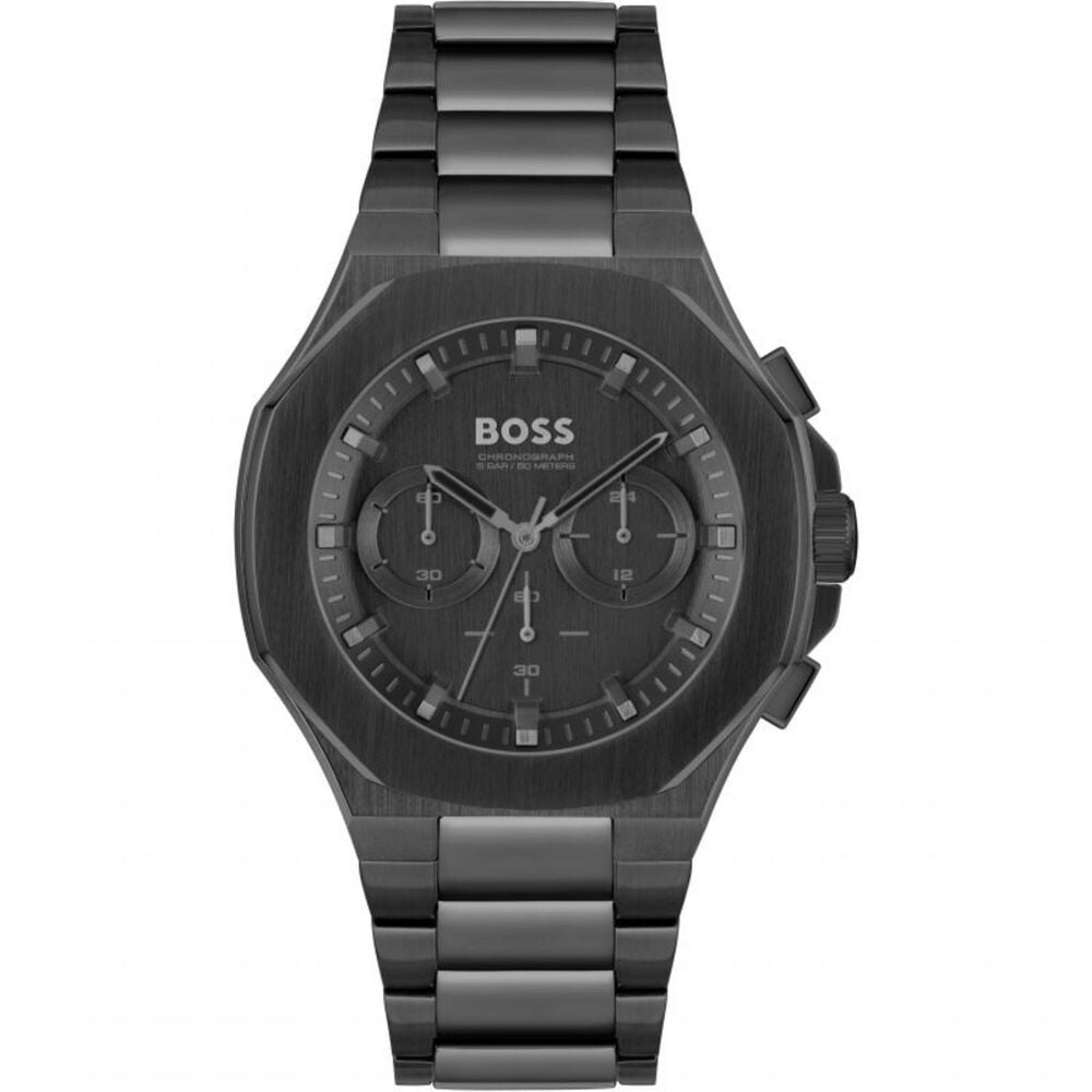 BOSS Taper 45mm Black Chrono Dial Black IP Case Watch