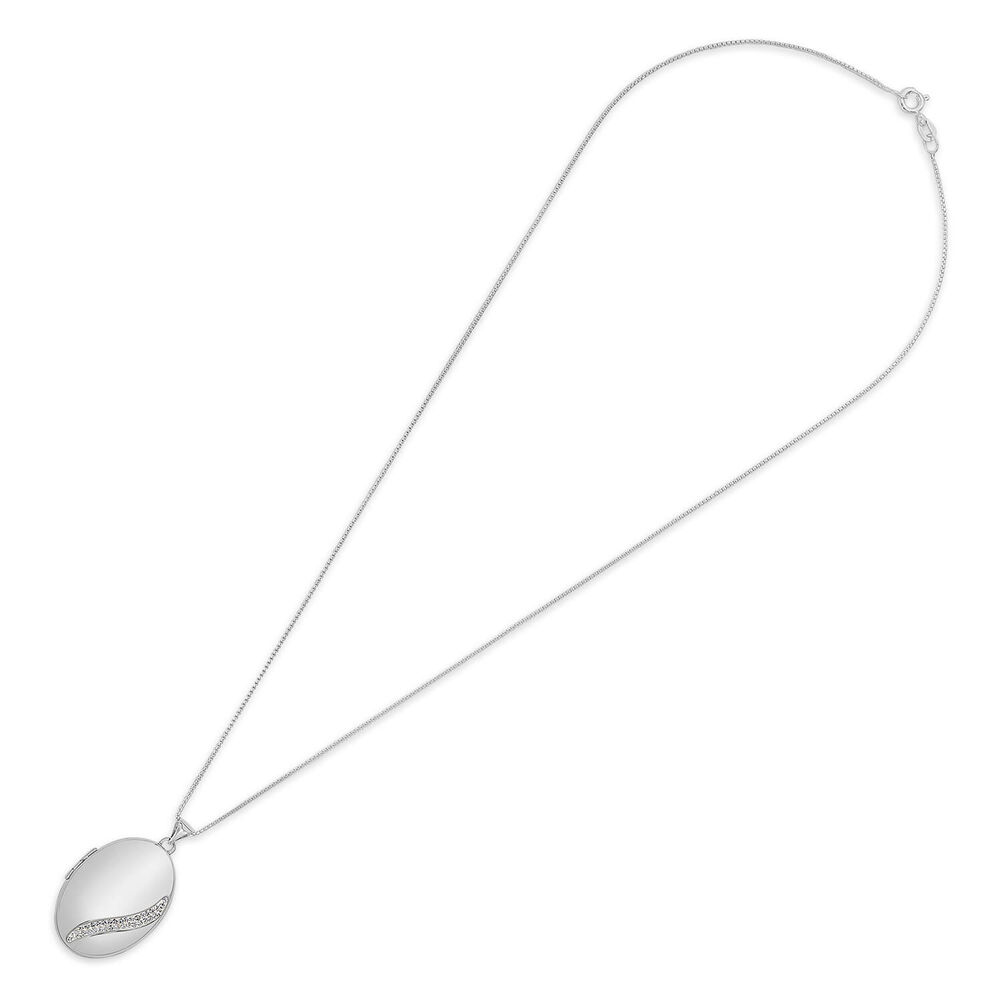Silver cubic zirconia locket (Chain Included) image number 4