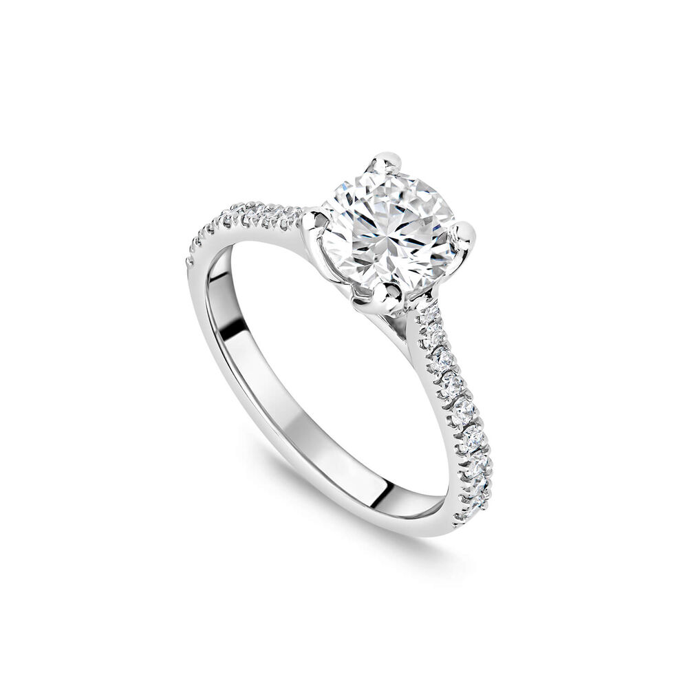 Born Platinum Lab Grown 1.20ct Round Brilliant Solitaire & Diamond Sides Ring image number 0