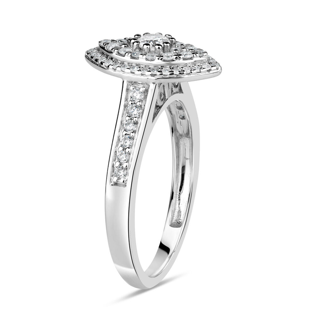 9ct White Gold 0.50ct Diamond Marquise Cluster Ring image number 7