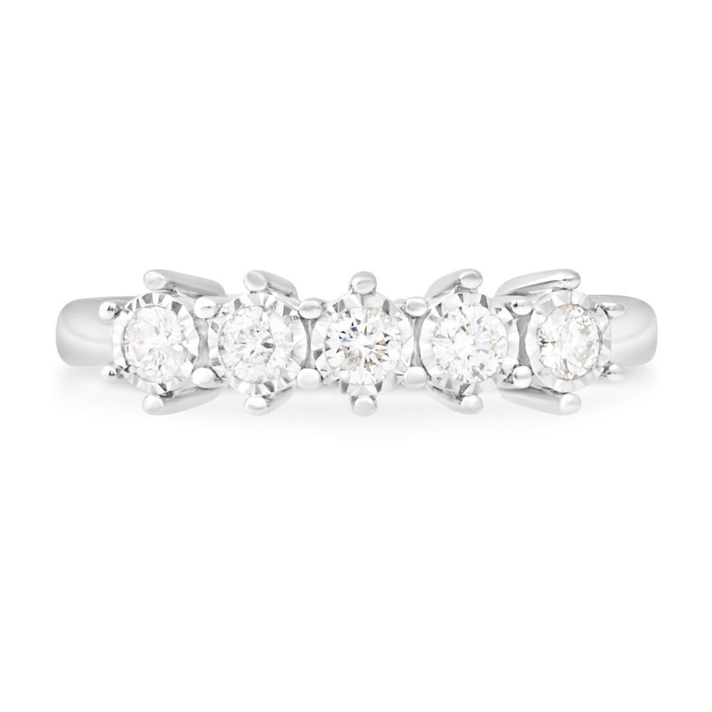 Ladies 9ct White Gold 5 stone Diamond Illusion Ring .25ct