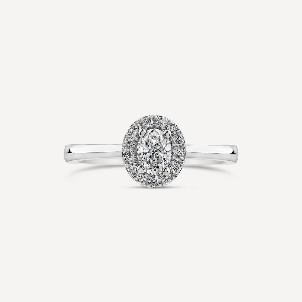 Platinum 0.40ct Oval Halo Classic Diamond Engagement Ring image number 1