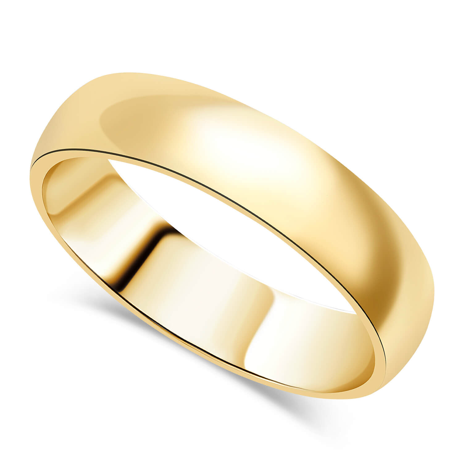 14K Yellow Gold 4mm Slightly Domed Comfort Fit Wedding Ring-19102y14