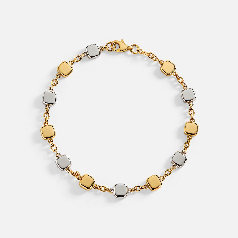9ct Yellow & White Gold Polished Squares Bracelet
