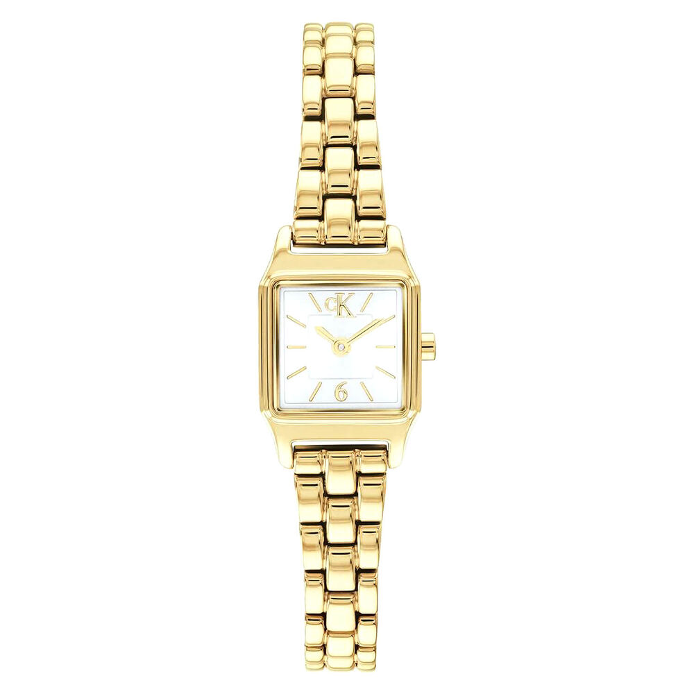 Calvin Klein Soft Form 16mm White Dial Gold Tone Stainless Steel Bracelet Watch