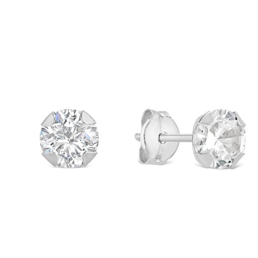 9ct White Gold 5mm Four Claw Cubic Zirconia Stud Earrings