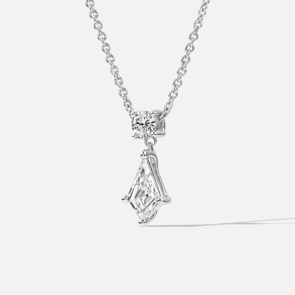 Born Classic 9ct White Gold Lab Grown 0.50ct Kite Shape & Round Brilliant Diamond Pendant