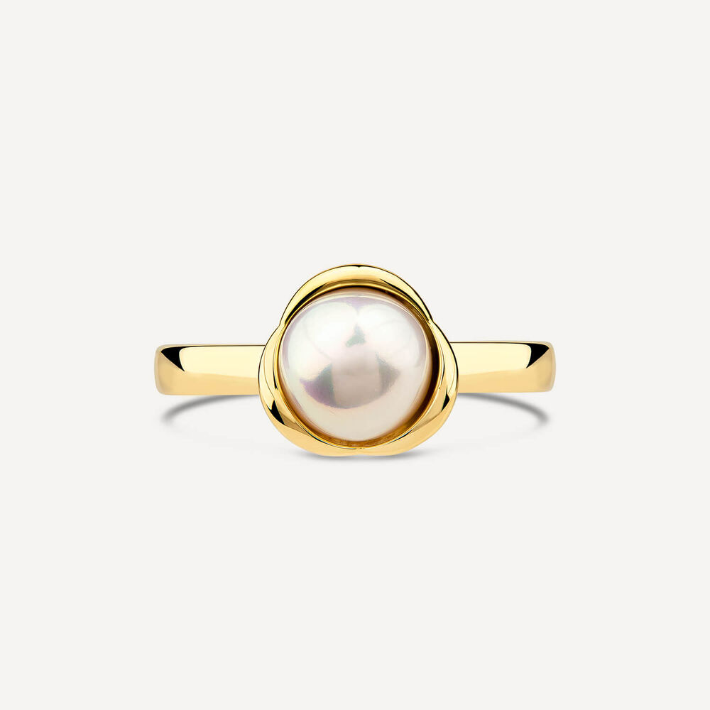 9ct Yellow Gold Freshwater Cultured Pearl Flower Ring image number 1