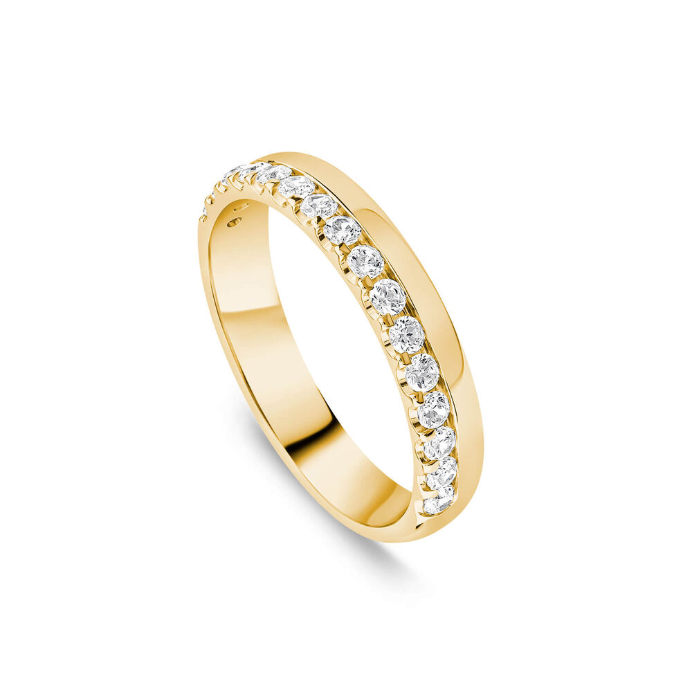 9ct Yellow Gold 3.5mm 0.30ct Diamond Offset Wedding Ring- (Special Order)