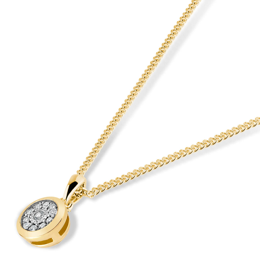 9ct Yellow Gold 0.15ct Diamond Illusion Rubover Pendant