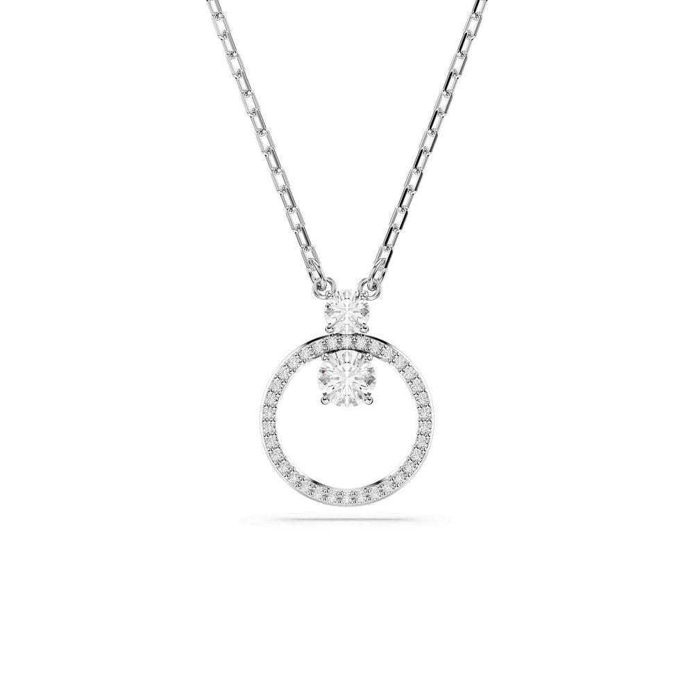 Swarovski Constella Crystals & Cubic Zirconia Rhodium Plated Circle Pendant
